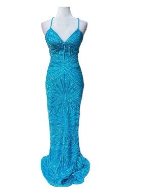 City Triangles Sparkling Teal Sequin Maxi Dress
